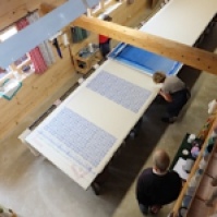 Looking down on the print table