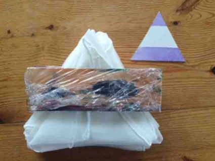 Individual equilateral unit with the real block and fabric