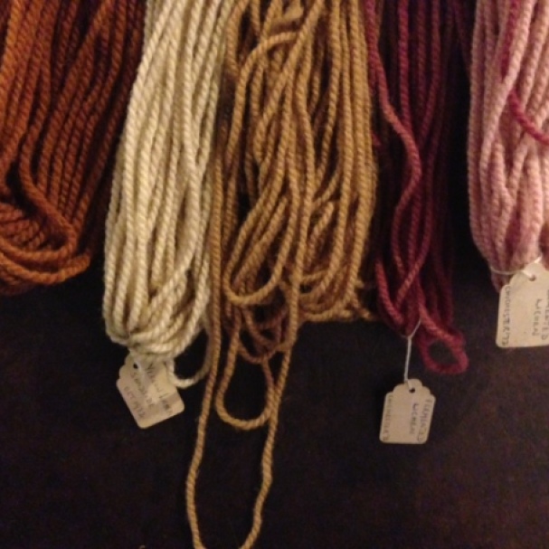 Lichen dyed yarns in historical display