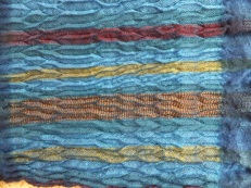 Indigo-dyed loom shibori
