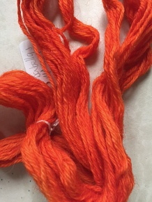Yarn dyed with Indian Madder at Carmarthen. Colour has been adjusted via an editing programme